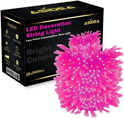 ASIDEA 58 LEDs 20 m Pink Steady Bulb Rice Lights(Pack of 1)