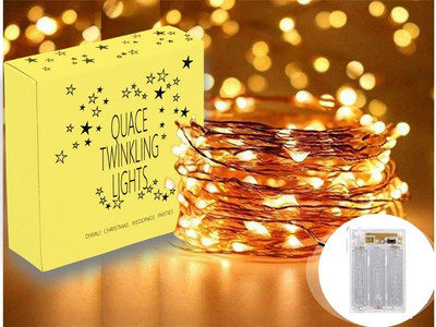 QUACE 30 LEDs 3 m Yellow Steady Water Drop Rice Lights(Pack of 1)