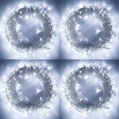 Divyam 42 LEDs 12 m White Flickering, Steady String Rice Lights(Pack of 4)