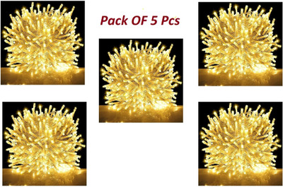 SV GLOBAL 42 LEDs 15 m Gold Steady Ball Rice Lights(Pack of 5)