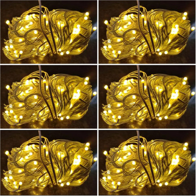 LightFlow 40 LEDs 10 m Yellow Steady Bulb Rice Lights(Pack of 6)