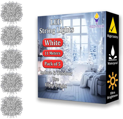 FIZZYTECH 40 LEDs 11 m White Color Changing String Rice Lights(Pack of 5)