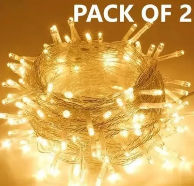 METBRIGHT 42 LEDs 12 m Yellow Steady Bulb Rice Lights(Pack of 2)