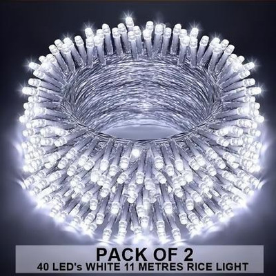 Daiwik 40 LEDs 11 m White Steady String Rice Lights(Pack of 2)