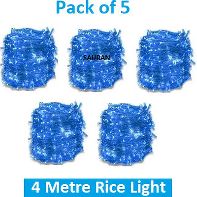 Sauran 15 LEDs 4 m Blue Steady String Rice Lights(Pack of 5)