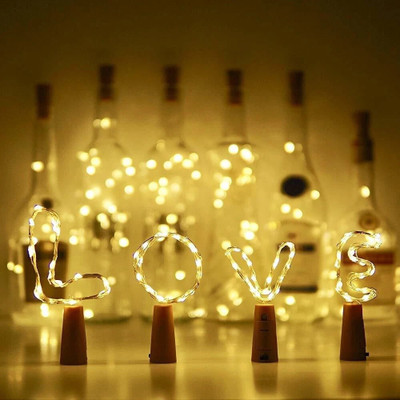 COMBO 4 quantity bottle cork led string lights 2 meter 20 led warm white 20 LEDs 1.98 m White Steady Bottle Rice Lights(Pack of 4)