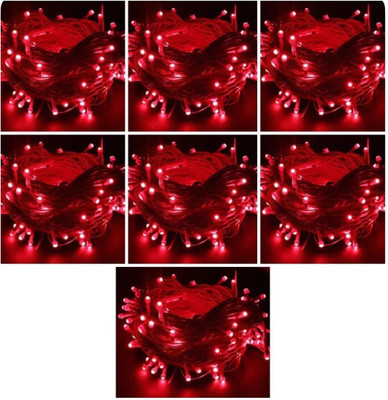Business Squad 112 LEDs 12.5 m Red Steady String Rice Lights(Pack of 7)