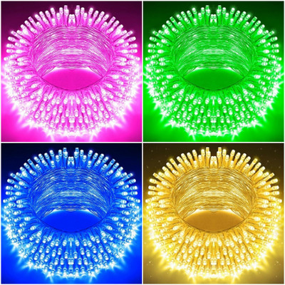 Illuminator 22 LEDs 10 m Pink, Green, Blue, Yellow Steady Bulb Rice Lights(Pack of 4)