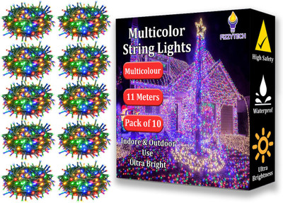 FIZZYTECH 40 LEDs 11 m Multicolor Color Changing String Rice Lights(Pack of 10)