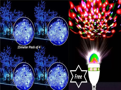 REIRSON 40 LEDs 15 m Blue Steady String Rice Lights(Pack of 4)