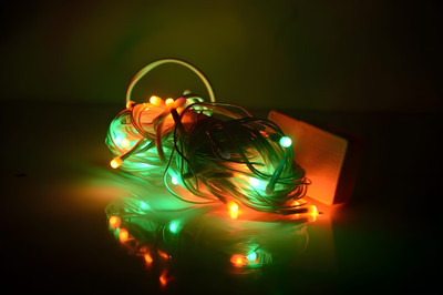 Lumicub 35 LEDs 20 m Orange, White, Green Color Changing, Flickering, Steady String Rice Lights(Pack of 5)