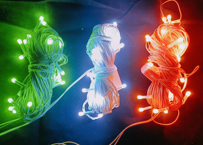 Sameer Enterprises 30 LEDs 15 m Orange, White, Green Steady String Rice Lights(Pack of 3)