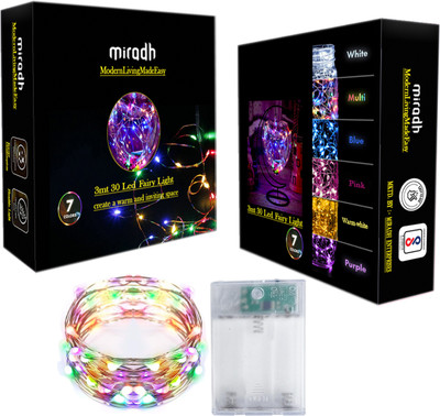 MIRADH 30 LEDs 3 m Multicolor Steady String Rice Lights(Pack of 1)