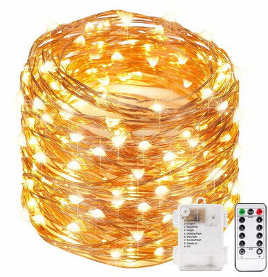 XERGY 100 LEDs 10 m Yellow Steady String Rice Lights(Pack of 2)