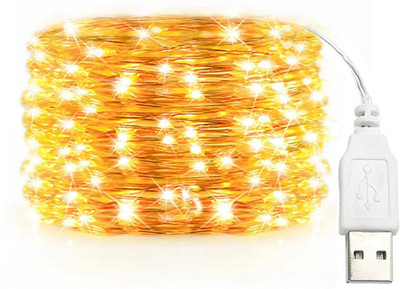 GIGAWATTS 50 LEDs 5 m Yellow Color Changing String Rice Lights(Pack of 1)