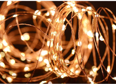 KAVANA 200 LEDs 10.16 m Yellow Steady String Rice Lights(Pack of 1)