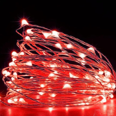 FIZZYTECH 100 LEDs 10 m Red Steady String Rice Lights(Pack of 1)