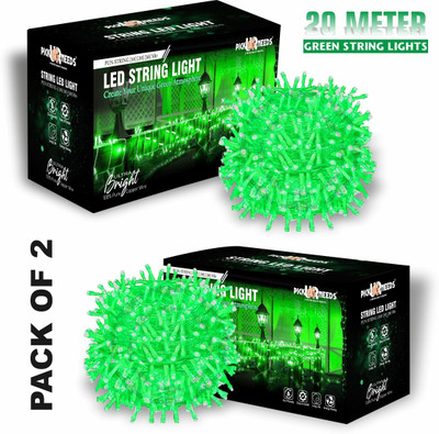 Pick Ur Needs 60 LEDs 20 m Green Steady String Rice Lights(Pack of 2)