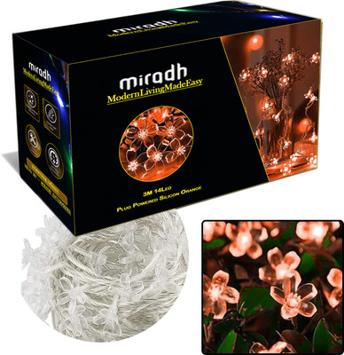 MIRADH 14 LEDs 3 m Orange Steady Flower Rice Lights(Pack of 1)