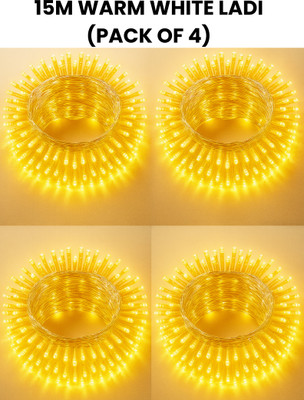 spark world 40 LEDs 11 m Yellow Steady Bulb Rice Lights(Pack of 4)