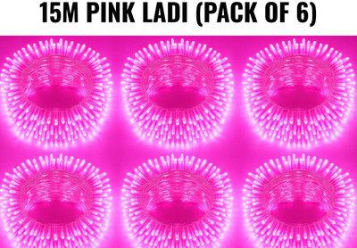 spark world 40 LEDs 11 m Pink Steady Bulb Rice Lights(Pack of 6)