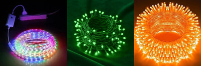NKXIK 35 LEDs 10 m Multicolor Steady Strip Rice Lights(Pack of 3)