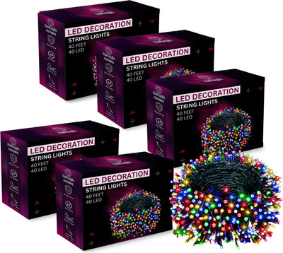 Refulgix 40 LEDs 12 m Multicolor Steady String Rice Lights(Pack of 5)
