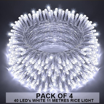 Dreamica 40 LEDs 11 m White Steady String Rice Lights(Pack of 4)
