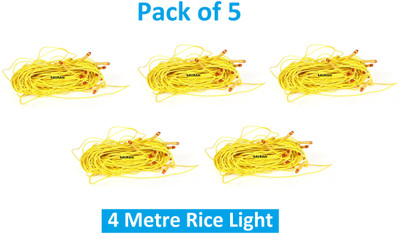 Sauran 15 LEDs 4 m Yellow Steady String Rice Lights(Pack of 5)