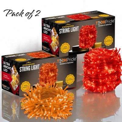 TechPride 40 LEDs 11 m Orange, Red Steady String Rice Lights(Pack of 2)