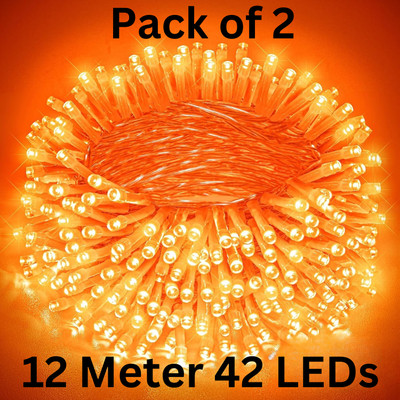 Trendx 42 LEDs 12 m Orange Steady String Rice Lights(Pack of 2)