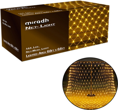 MIRADH 144 LEDs 2 m Yellow Flickering, Steady Net/Mesh Rice Lights(Pack of 1)