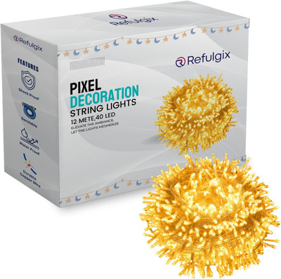 Refulgix 40 LEDs 12 m Yellow Steady String Rice Lights(Pack of 1)