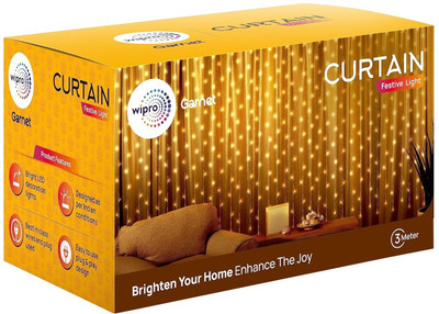 Wipro 108 LEDs 3 m Yellow Steady Water Drop Rice Lights(Pack of 1)