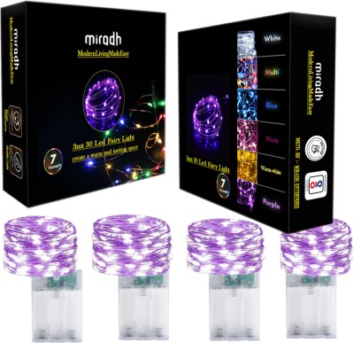 MIRADH 30 LEDs 3 m Purple Steady String Rice Lights(Pack of 4)