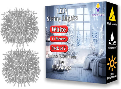 FIZZYTECH 40 LEDs 11 m White Steady String Rice Lights(Pack of 2)