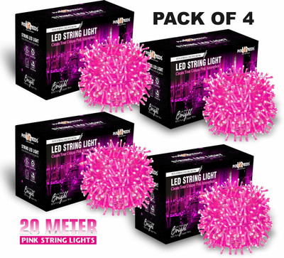 Pick Ur Needs 60 LEDs 20 m Pink Steady String Rice Lights(Pack of 4)