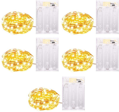 Errol 30 LEDs 3 m Yellow Steady String Rice Lights(Pack of 5)