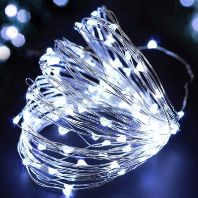 XERGY 100 LEDs 10 m White Steady String Rice Lights(Pack of 1)