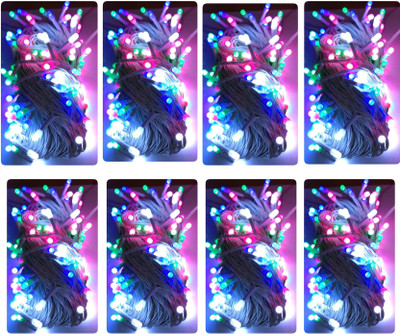 Business Squad 60 LEDs 7 m Multicolor Flickering String Rice Lights(Pack of 8)