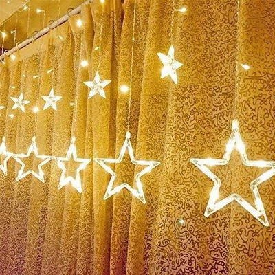 ZESTRUM 136 LEDs 2.49 m Yellow Steady Star Rice Lights(Pack of 1)