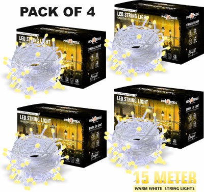 Pick Ur Needs 40 LEDs 15 m Beige Steady String Rice Lights(Pack of 4)