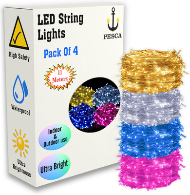 PESCA 40 LEDs 11 m Yellow, White, Blue, Pink Steady String Rice Lights(Pack of 4)