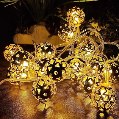 Raghav trading 10 LEDs 5 m Gold Steady Ball Rice Lights(Pack of 10)