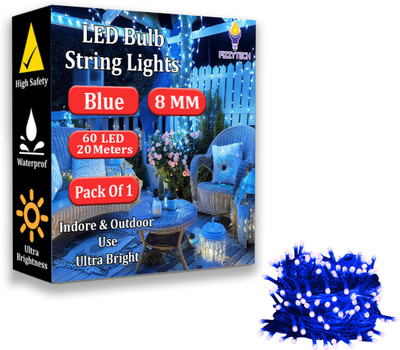 FIZZYTECH 60 LEDs 20 m Blue Steady String Rice Lights(Pack of 1)