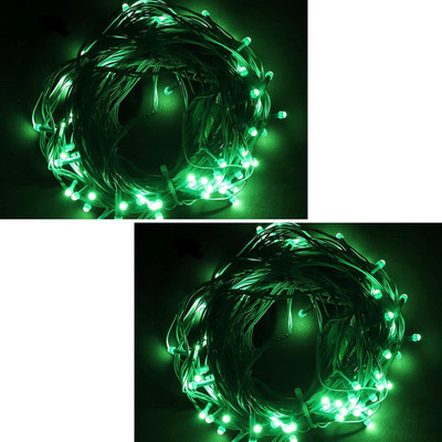 BENHEK 42 LEDs 14 m Green Steady String Rice Lights(Pack of 2)