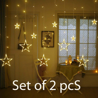 ecnirp basana 136 LEDs 2 m Yellow Flickering Star Rice Lights(Pack of 2)
