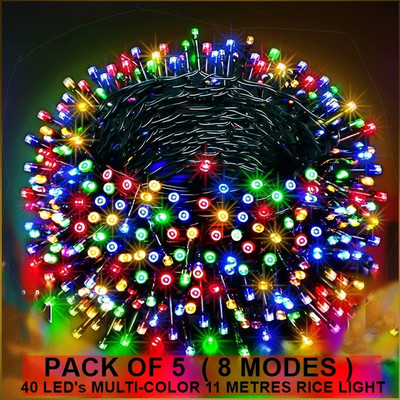 Dreamica 40 LEDs 11 m Multicolor Steady String Rice Lights(Pack of 5)
