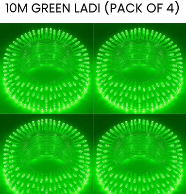 spark world 22 LEDs 6.5 m Green Steady Bulb Rice Lights(Pack of 4)