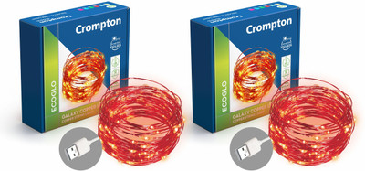 Crompton 100 LEDs 10 m Red Steady String Rice Lights(Pack of 2)